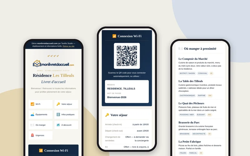 Écrans du livret d’accueil numérique monlivretdaccueil.com